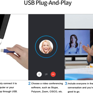 ⁦enveo VA3000E 1080P Full HD Conferencing Camera,USB PTZ webcam 10X optical zoom with Bluetooth⁩ – תמונה ⁦3⁩