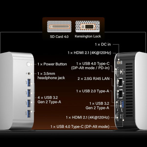 GEEKOM A9 Max AI Mini PC with Dual 2.5G LAN, AMD Ryzen AI 9 HX 370, AMD Radeon 890M, 32GB DDR5 RAM 2TB M.2 NVMe SSD, Mini Gaming PC Windows 11 Pro/2xHDMI 2.1/Wi-Fi 7/BT 5.4/8K 4...