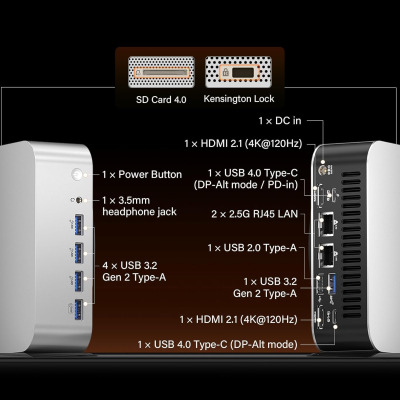 GEEKOM A9 Max AI Mini PC with Dual 2.5G LAN, AMD Ryzen AI 9 HX 370, AMD Radeon 890M, 32GB DDR5 RAM 2TB M.2 NVMe SSD, Mini Gaming PC Windows 11 Pro/2xHDMI 2.1/Wi-Fi 7/BT 5.4/8K 4...