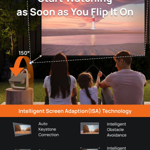 XGIMI Elfin Flip 1080P Projector, Licensed Netflix, Build-in Adjustable Stand, Lightweight and Compact Design, 400 ISO Lumens, Screen Adaption, 2 x 3W Speakers, WiFi, Bluetooth,...