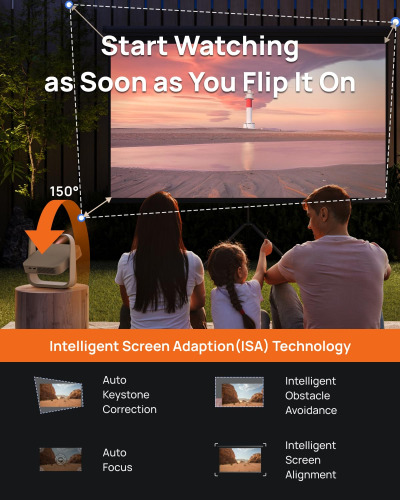 XGIMI Elfin Flip 1080P Projector, Licensed Netflix, Build-in Adjustable Stand, Lightweight and Compact Design, 400 ISO Lumens, Screen Adaption, 2 x 3W Speakers, WiFi, Bluetooth,...