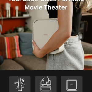 XGIMI Elfin Flip 1080P Projector, Licensed Netflix, Build-in Adjustable Stand, Lightweight and Compact Design, 400 ISO Lumens, Screen Adaption, 2 x 3W Speakers, WiFi, Bluetooth,...