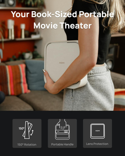 XGIMI Elfin Flip 1080P Projector, Licensed Netflix, Build-in Adjustable Stand, Lightweight and Compact Design, 400 ISO Lumens, Screen Adaption, 2 x 3W Speakers, WiFi, Bluetooth,...
