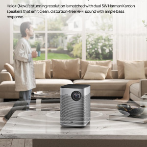 XGIMI Halo+ GTV 1080P Portable Projector, Google TV with Licensed Netflix, 700 ISO Lumens, 2 x 5W Harman Kardon, Auto Focus, ISA, Wi-Fi, 200” Screen, Built-in Battery with 2.5...