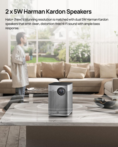 XGIMI Halo+ GTV 1080P Portable Projector, Google TV with Licensed Netflix, 700 ISO Lumens, 2 x 5W Harman Kardon, Auto Focus, ISA, Wi-Fi, 200” Screen, Built-in Battery with 2.5...