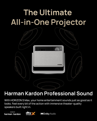 XGIMI HORIZON S Max 4K Projector, IMAX Enhanced, Dolby Vision, 3100 ISO Lumens, 110% BT.2020, Built-in Flexible Stand, Intelligent Screen Adaption, 2 x 12W Harman Kardon