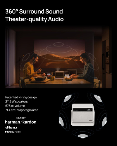 XGIMI HORIZON S Pro 4K Projector, Dolby Vision, 1800 ISO Lumens, 110% BT.2020, Built-in Flexible Stand, Intelligent Screen Adaption, 2 x 12W Harman Kardon