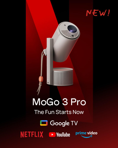 XGIMI MoGo 3 Pro 1080P Mini Projector, Google TV with Licensed Netflix, Build-in Adjustable Stand, Portable Projector Supports Power Banks, 450 ISO Lumens, ISA 2.0, 2x5W Harman...