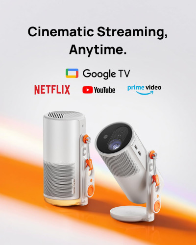 XGIMI MoGo 4 2025 NEW Portable Projector, GTV with Licensed Netflix, 360° Adjustable Stand, 2.5 Hours of Playtime, 12W Harman Kardon, Outdoor Projector, Bluetooth, Include...