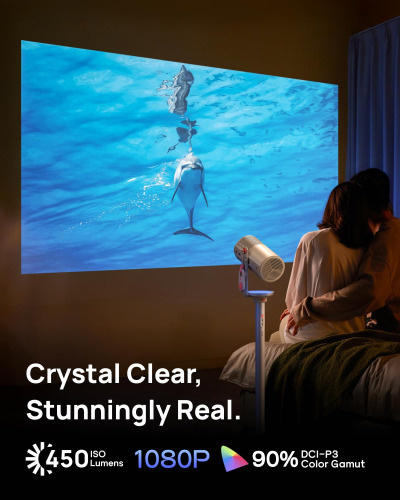 XGIMI MoGo 4 2025 NEW Portable Projector, GTV with Licensed Netflix, 360° Adjustable Stand, 2.5 Hours of Playtime, 12W Harman Kardon, Outdoor Projector, Bluetooth, Include...