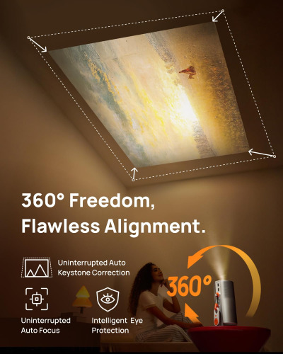 XGIMI MoGo 4 2025 NEW Portable Projector, GTV with Licensed Netflix, 360° Adjustable Stand, 2.5 Hours of Playtime, 12W Harman Kardon, Outdoor Projector, Bluetooth, Include...