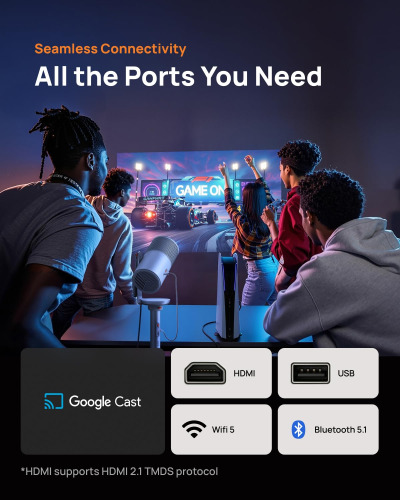 XGIMI MoGo 4 Laser Outdoor Collection, 550 ISO Lumens, Google TV with Official Netflix, 5h Battery Life – All-in-One Home & Outdoor Cinema Kit with PowerBase Stand, 70" Screen,...