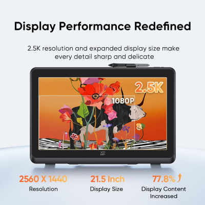 XPPen Artist 22 Pro (Gen 2) Graphics Tablet 2.5K QHD Screen, 21.5 Inch Drawing Display with 99% Adobe RGB Color Gamut, 16K Pen Pressure Sensitity, Ideal for Illustration,...
