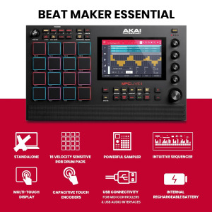 Akai Professional MPC Live II – Battery Powered Drum Machine, Sampler and Beat Maker With Speakers, Drum Pads, Synth Engines, Touch Display, and Native Instruments Integration