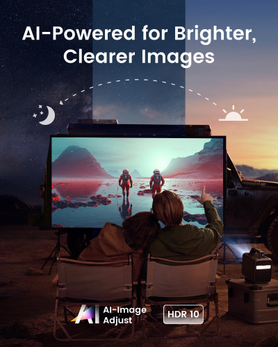 Anker NEBULA Mars 3 Outdoor Portable Projector, 1000 ANSI Lumens, AI-Powered Image, Built-In Battery with 5 Hour Playtime, Android TV, 200 Inch Home Theater, Camping, Road Trip,...