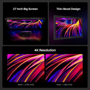 HUION KAMVAS Pro 27 4K UHD Drawing Tablet with Screen, PenTech 4.0 Battery-Free Stylus with 2nd Gen Anti-Glare Etched Glass Full Laminated Graphics Tablet, 98% Adobe RGB...