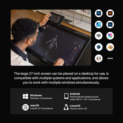 HUION KAMVAS Pro 27 4K UHD Drawing Tablet with Screen, PenTech 4.0 Battery-Free Stylus with 2nd Gen Anti-Glare Etched Glass Full Laminated Graphics Tablet, 98% Adobe RGB...