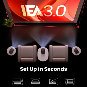 NEBULA Anker Mars 3 Air 1080p Mini Projector, Smart 400 ANSI-Lumen Portable Projector with Google TV, Wi-Fi, Dolby Digital, 2×8W, 150-Inch Picture, Built-In Battery with...