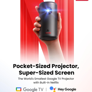 NEBULA Capsule 3 1080p Mini Projector, Smart 200 ANSI-Lumen Portable Projector with Official Google TV, Built-In Netflix, Dolby Digital, 120-Inch Picture, Built-In Battery with...