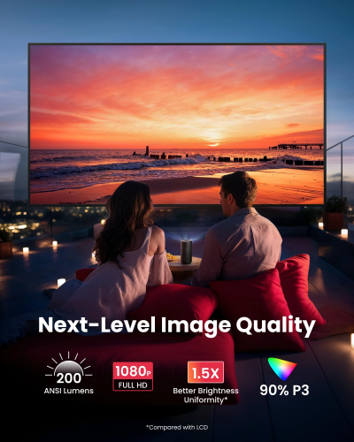 NEBULA Capsule 3 1080p Mini Projector, Smart 200 ANSI-Lumen Portable Projector with Official Google TV, Built-In Netflix, Dolby Digital, 120-Inch Picture, Built-In Battery with...