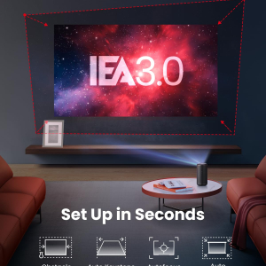 NEBULA Capsule 3 1080p Mini Projector, Smart 200 ANSI-Lumen Portable Projector with Official Google TV, Built-In Netflix, Dolby Digital, 120-Inch Picture, Built-In Battery with...