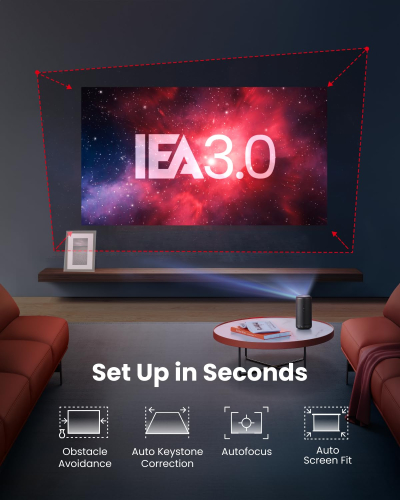 NEBULA Capsule 3 1080p Mini Projector, Smart 200 ANSI-Lumen Portable Projector with Official Google TV, Built-In Netflix, Dolby Digital, 120-Inch Picture, Built-In Battery with...