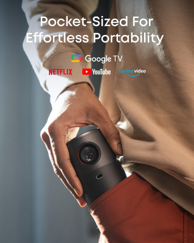 NEBULA Capsule Air Ultra Portable Projector, Google TV with Licensed Netflix, Smart Mini Projector with 2 Hours of Playtime, Dolby Digital, Real-Time Keystone Correction, Auto...