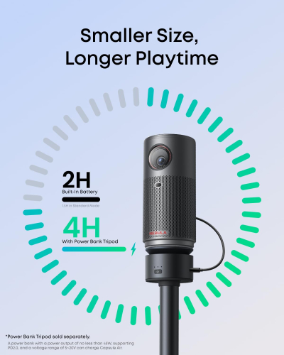 NEBULA Capsule Air Ultra Portable Projector, Google TV with Licensed Netflix, Smart Mini Projector with 2 Hours of Playtime, Dolby Digital, Real-Time Keystone Correction, Auto...