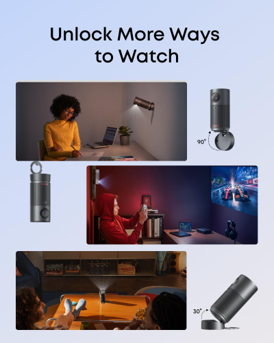 NEBULA Capsule Air Ultra Portable Projector, Google TV with Licensed Netflix, Smart Mini Projector with 2 Hours of Playtime, Dolby Digital, Real-Time Keystone Correction, Auto...
