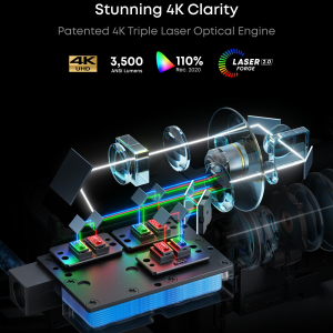 NEBULA X1 Triple Laser 4K Projector, 3,500 ANSI Lumens, 56,000:1 Contrast, 40W Stereo Sound, 0.9-1.5 Optical Zoom, Smart AI, Dolby Vision, 300" Screen, Built-In Micro Gimbal,...