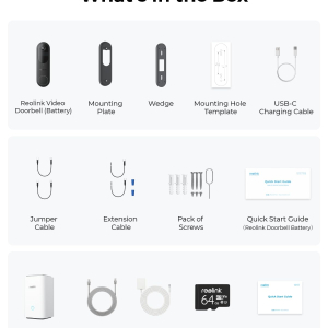 Reolink 2K Battery Video Doorbell with Home Hub, 2.4/5GHz Wi-Fi Doorbell Camera Wireless, 1:1 Head-to-Toe View, Package/Person/Vehicle Detection, Video Call, 64GB Local Storage...