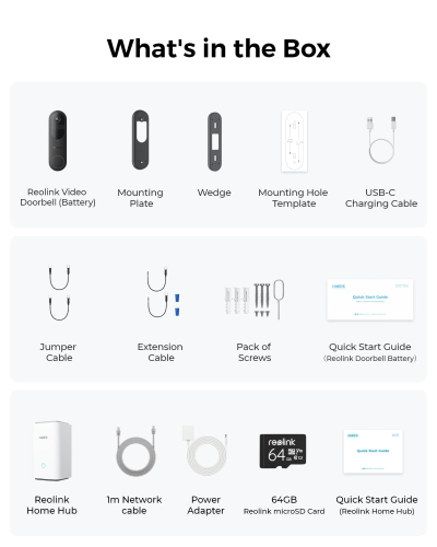 Reolink 2K Battery Video Doorbell with Home Hub, 2.4/5GHz Wi-Fi Doorbell Camera Wireless, 1:1 Head-to-Toe View, Package/Person/Vehicle Detection, Video Call, 64GB Local Storage...