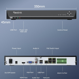 Reolink 36 Channel NVR for Security Camera, 3 HDD Bays, Support 16MP/4K/5MP/4MP Home CCTV Systems, 24/7 Surveillance Recording, Integrated O/I Alarm, RLN36 (No HDD Included)