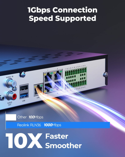 Reolink 36 Channel NVR for Security Camera, 3 HDD Bays, Support 16MP/4K/5MP/4MP Home CCTV Systems, 24/7 Surveillance Recording, Integrated O/I Alarm, RLN36 (No HDD Included)