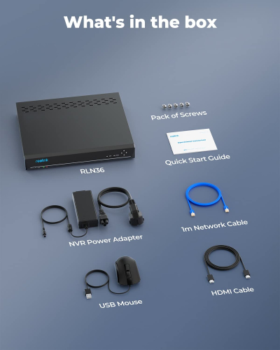 Reolink 36 Channel NVR for Security Camera, 3 HDD Bays, Support 16MP/4K/5MP/4MP Home CCTV Systems, 24/7 Surveillance Recording, Integrated O/I Alarm, RLN36 (No HDD Included)