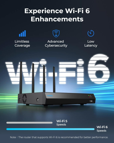 Reolink 4K 12CH Wi-Fi 6 NVR, Built-in 2TB HDD, Expandable to 16TB, 2.4/5 GHz WiFi WiFi & Battery Cameras (except 4G Cameras), 24/7 Recording for Home Security Camera System, RLN12W