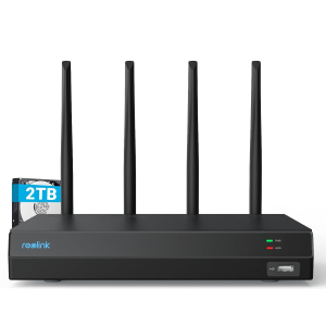 Reolink 4K 12CH Wi-Fi 6 NVR, Built-in 2TB HDD, Expandable to 16TB, 2.4/5 GHz WiFi WiFi & Battery Cameras (except 4G Cameras), 24/7 Recording for Home Security Camera System, RLN12W