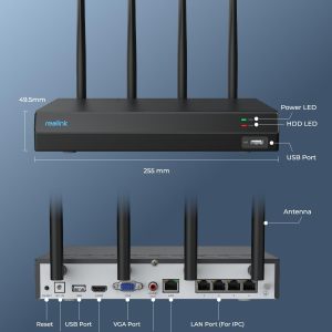 Reolink 4K 12CH Wi-Fi 6 NVR, Built-in 2TB HDD, Expandable to 16TB, 2.4/5 GHz WiFi WiFi & Battery Cameras (except 4G Cameras), 24/7 Recording for Home Security Camera System, RLN12W