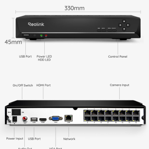 Reolink 4K PoE NVR 16 Channel Pre-Installed 4TB Hard Drive Supports 16MP/4K/5MP/4MP/1080P HD IP Camera 24/7 Surveillance Recording Home CCTV Security System Network Video...