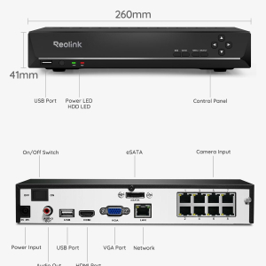Reolink 4K PoE NVR 8 Channel CCTV Camera System Network Video Recorder with 2TB Hard Drive Supports 12MP/8MP/5MP/4MP/1080P HD PoE IP Camera 24/7 Surveillance Recording, RLN8-410