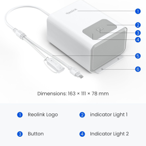 Reolink High-Capacity Solar-Powered Battery Pack, 12800mAh, Compatible with Reolink Battery Cameras, Outdoor Use, RLA-BP1