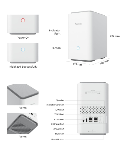Reolink Home Hub Pro with 2TB HDD for Security Cameras, All-in-one Centre, Local Expandable Storage up to 16TB, AES-128 Encryption, 2.4/5GHz Wi-Fi 6, 120dB Siren, Alarm System