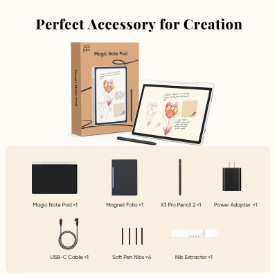 XPPen Magic Note Pad 10.9" Color Paper Tablet - 90Hz Display, 16.7M Colors, 16K Pressure Pen - Digital Notebook for Note-Taking, Reading & Document Annotation