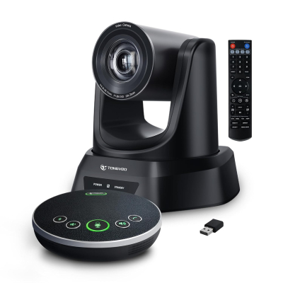 TONGVEO Conference Room Camera System with Bluetooth Microphone, 20X HDMI/USB PTZ Video Camera Kit for Meeting Education Church Works with Microsoft Teams, Zoom, OBS, PC(Cam+ Mic)
