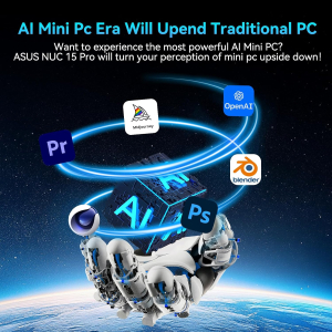 ASUS NUC 15 Pro AI Mini PC, Ultra 7 255H (16C/16T, Up to 5.1GHz) Desktop Computer, 32GB DDR5 5600MHz Ram & 1TB PCIe 4.0 SSD, Intel Arc Gpu, 8K Quad Display/WiFi7/BT5.4/Win 11...