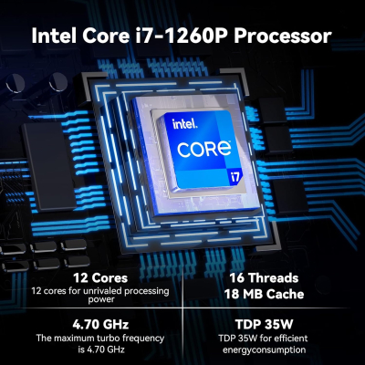 (ASUS NUC) Intel NUC 12 Pro Mini PC, Core i7-1260P (16 threads, up to 4.7GHz), Wi-Fi 6E Network NUC Desktop PC Computer, 16 GB DDR4 Windows 11 Pro 512GB Mini Computer, 8K/WiFi...