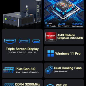 GMKtec Mini-PC 5825U (beat Ryzen 7 5850U), M5 Plus Dual LAN 2.5G Desktop Computer, AMD Ryzen 7 5825U (8C/16T 4.50GHz), 32GB DDR4 RAM + 1TB PCIe-SSD, WiFi 6E, USB 3.2, USB-C, BT...