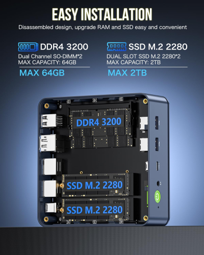 GMKtec Mini-PC 5825U (beat Ryzen 7 5850U), M5 Plus Dual LAN 2.5G Desktop Computer, AMD Ryzen 7 5825U (8C/16T 4.50GHz), 32GB DDR4 RAM + 1TB PCIe-SSD, WiFi 6E, USB 3.2, USB-C, BT...