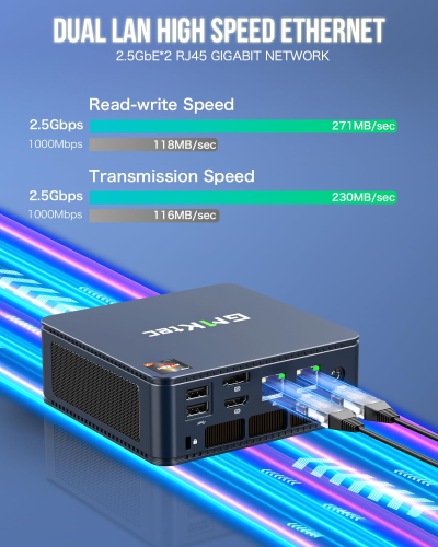 GMKtec Mini-PC 5825U (beat Ryzen 7 5850U), M5 Plus Dual LAN 2.5G Desktop Computer, AMD Ryzen 7 5825U (8C/16T 4.50GHz), 32GB DDR4 RAM + 1TB PCIe-SSD, WiFi 6E, USB 3.2, USB-C, BT...