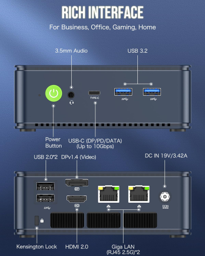 GMKtec Mini-PC 5825U (beat Ryzen 7 5850U), M5 Plus Dual LAN 2.5G Desktop Computer, AMD Ryzen 7 5825U (8C/16T 4.50GHz), 32GB DDR4 RAM + 1TB PCIe-SSD, WiFi 6E, USB 3.2, USB-C, BT...